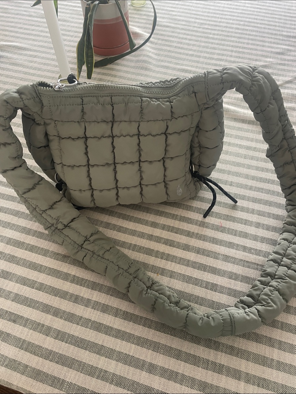 Free People Quilted Crossbody Bag in Sage Green - Lightweight Shoulder Bag
